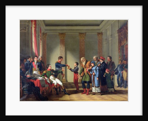 Napoleon Bonaparte Giving a Pension of A Hundred Napoleons to the Pole, Nerecki, aged 117 years, January 1807, 1812 by Jean-Charles Tardieu