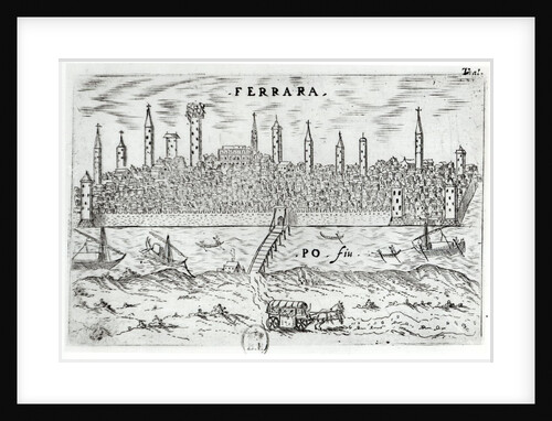 Panoramic view of Ferrara from the opposite bank of the River Po by Italian School