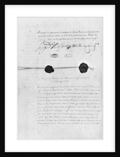 The Treaty of the Pyrenees, signed by Cardinal Jules Mazarin and Don Luis Mendez de Haro 7th November 1659 by French School