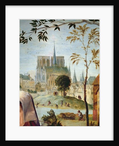 Shepherd with herd and bathers in the Seine, at the bottom the cathedrale Notre-Dame and the Ile de la Cité by French School