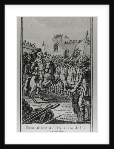 Hernando Cortes Reviewing his Troops by F. (after) Marti