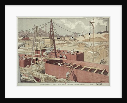 Laying the Foundations for the Eiffel Tower, 1887 by Eugene Grasset