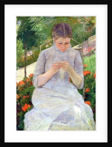 Young Woman Sewing in the garden, c.1880-82 by Mary Stevenson Cassatt
