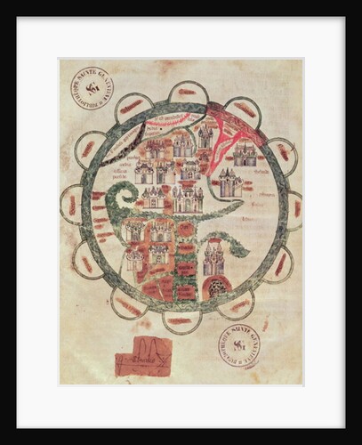 Ms 782 f.374v World map with Jerusalem in the centre by French School