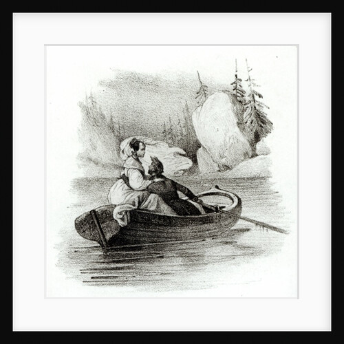 Alphonse de Lamartine and Elvire on the Lake at Bourget by Victor (after) Adam