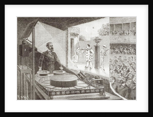 The 'Theatre Optique' and its inventor Emile Reynaud with a scene from 'Pauvre Pierrot', c.1892-1900 by Louis Poyet