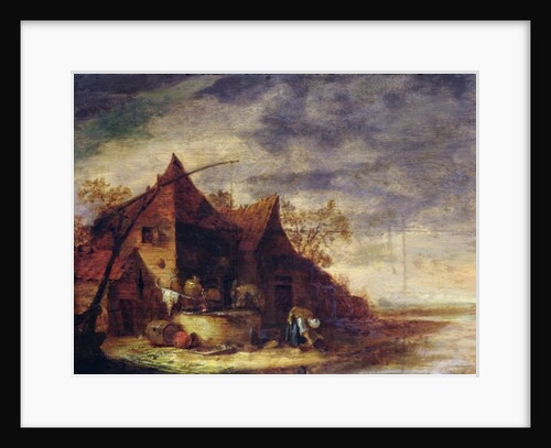 Woman in Front of a Cottage by Egbert van der Poel