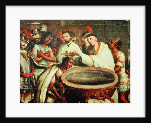 First Baptism of the Indians by the Dominicans by Mexican School