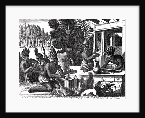 How the Natives of New Spain prepared cacao for chocolate, 16th century by Theodor de Bry