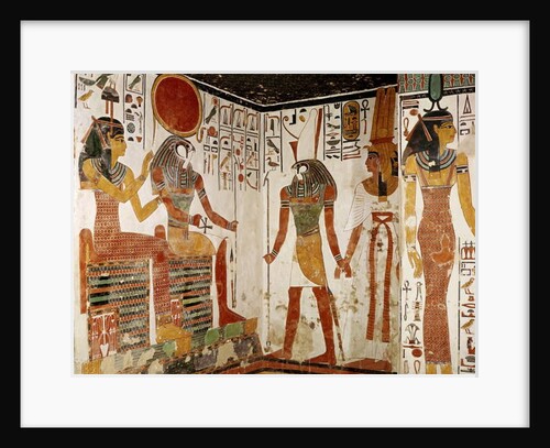 Nefertari is brought before the god Re-Horakhty by Horus by Egyptian 19th Dynasty