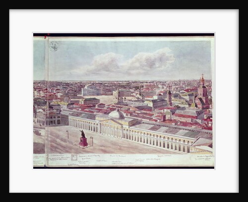 Panorama of Moscow, depicting the department store 'Gum' and the Bolshoi Theatre in Red Square, 1819 by Gadolle Gadolle