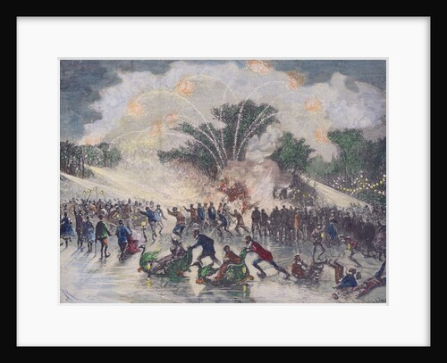 Ice-skating party at the Bois de Boulogne, Paris by Edouard Riou
