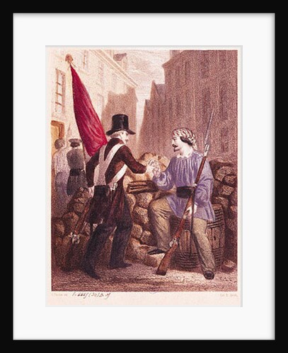 A Worker Sharing his Bread with a Student Carrying a Red Flag by Georges Alexandre Fischer