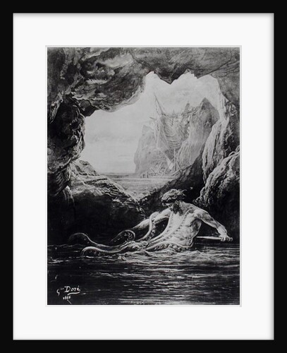 Gilliatt struggles with the giant octopus by Gustave Dore
