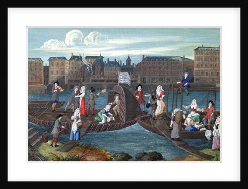 Fish Shop and Laundry Boat at the Quai de la Megisserie, c.1670 by French School