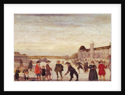 Skaters on the Seine in 1608 by Flemish School