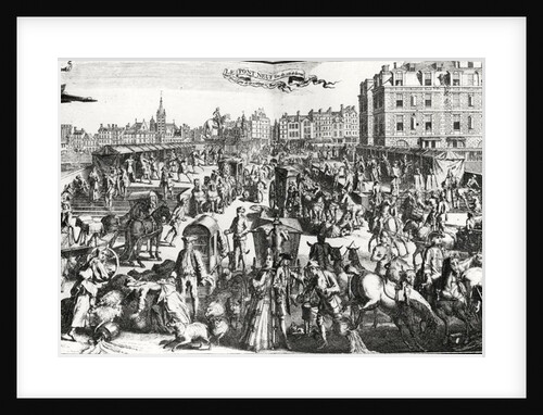 The Congestion in Paris, Pont Neuf from the Rue Dauphine by Nicolas Guerard