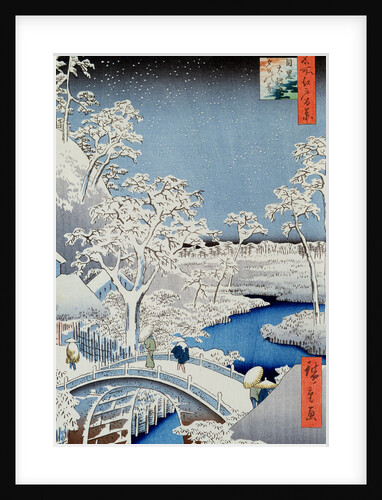 Drum Bridge and Setting Sun Hill at Meguro, 1857 by Ando or Utagawa Hiroshige
