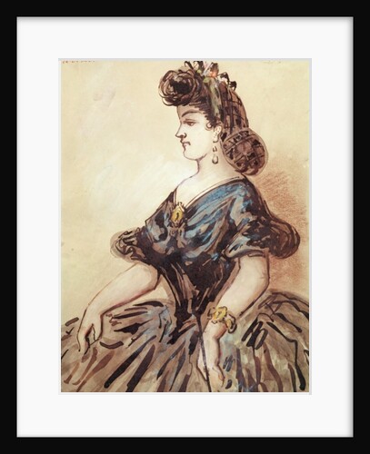 Half length portrait of a woman by Constantin Guys