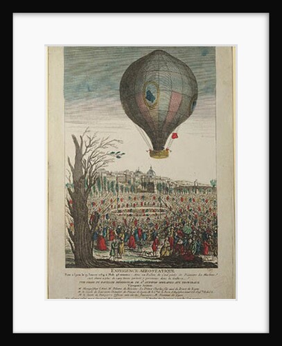 Hot-Air Balloon Experiment by the Montgolfier Brothers and Francois Pilatre de Rozier at Lyon, 19th January 1784 by French School
