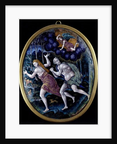 Oval plaque depicting Adam and Eve Expelled from Paradise, Limousin by French School