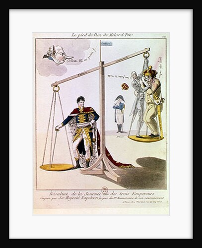 The Result of the Day of the Three Emperors, caricature drawn after the Battle of Austerlitz by French School