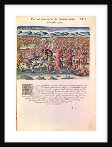 The French Help the Indians in Battle by Jacques Le Moyne
