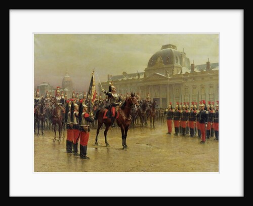 Colonel de La Rochetulon Presenting to the Recruits of the 6th Cavalry the Standard of the Regiment in January 1887, c.1887 by Louis Auguste Georges Loustaunau
