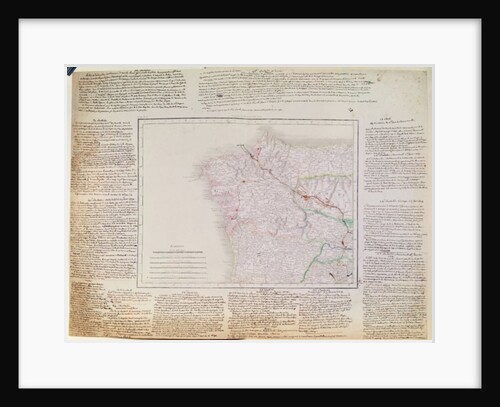Map of Galicia with the route of the French army and a log, from the campaign in January, 1809 by French School