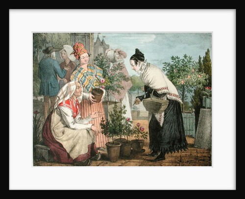 The Flower Market, Paris by John James (after) Chalon