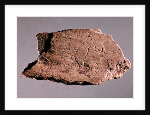 Pebble depicting a man being attacked by a bear by Prehistoric
