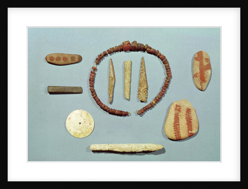 Three stones with red markings from Mas-d'Arvil by Paleolithic Paleolithic