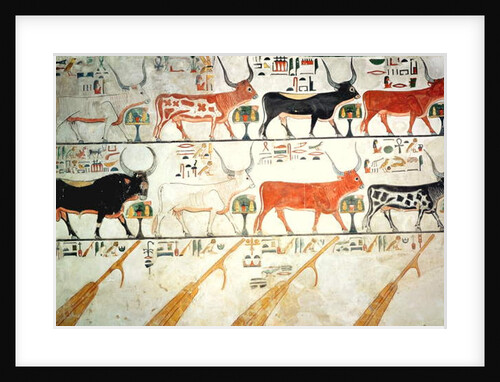 The seven celestial cows and the sacred bull and the four rudders of heaven by Egyptian 19th Dynasty