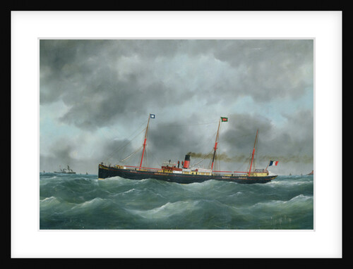 Cargo Steamship Flying the Flag of the Le Havre Peninsular Company by French School