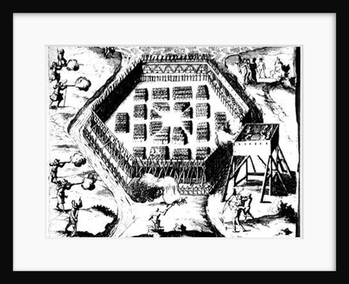 Attack on an Iroquois village from 'Voyages de la France Occidentale, dite Canada' by Samuel de Champlain by French School