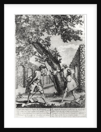 Argument between Jean-Jacques Rousseau and Voltaire by French School