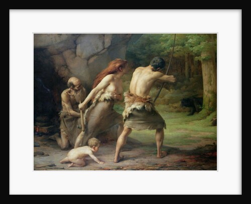 Prehistoric Man Hunting Bears, 1832 by Emmanuel Benner
