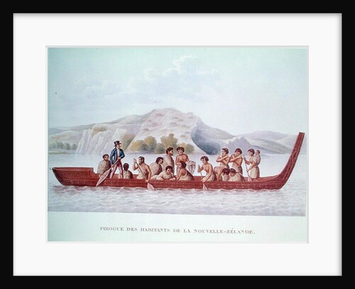 Dugout canoe piloted by natives of New Zealand by French School