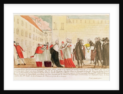 Caricature of the burial of the clergy following the nationalization of the Church property, 1789 by French School