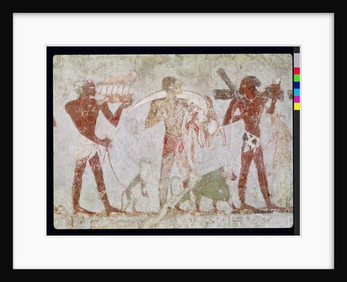 Kushites carrying tributes of gold, ivory and animal skins by Egyptian 18th Dynasty