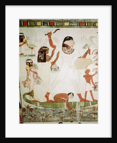 Fishing and fowling in the marshes by Egyptian 18th Dynasty