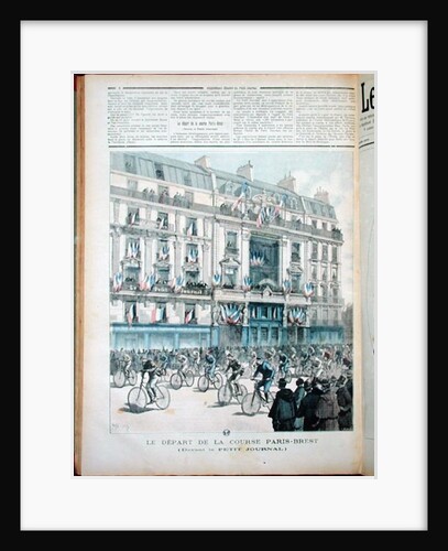 The start of the Paris-Brest bicycle race in front of the offices of 'Le Petit Journal' by Fortune Louis Meaulle