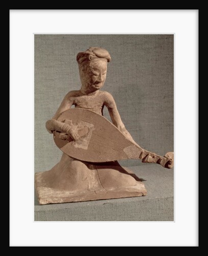 Seated musician playing a lute by Chinese School