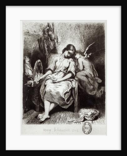 A Young Woman Dozing with an Angel by Tony Johannot