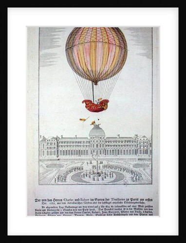 The Flight of Jacques Charles and Nicholas Robert from the Jardin des Tuileries, 1st December, 1783 by German School