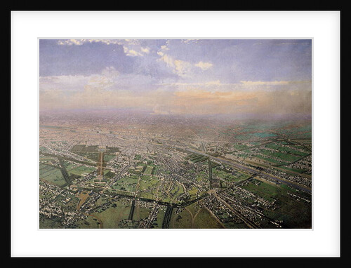 General view of Paris from a hot-air balloon, 1855 by Victor Navlet