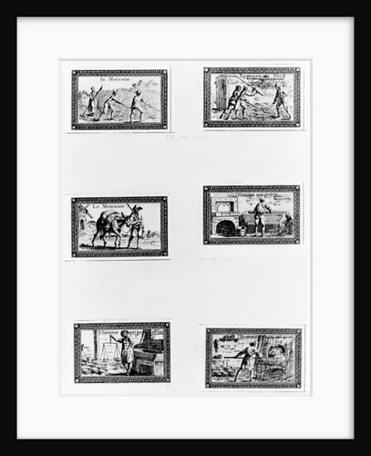 Six vignettes depicting bread making by French School