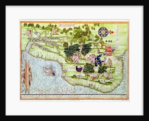 Fol.44v Map of Brasil by Guillaume Le Testu