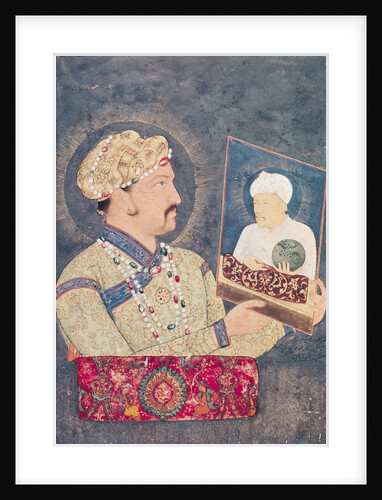 Emperor Jahangir holding a portrait of Emperor Akbar by Indian School