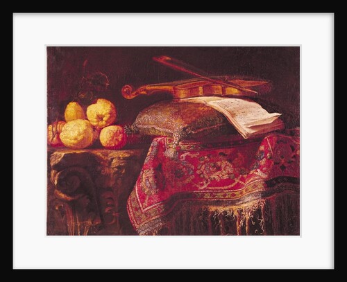 Still Life of Fruit and Musical Instruments by Antonio Pereda y Salgado
